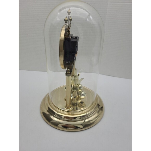 Elgin Moon Phase Desk Mantle Clock Quartz Glass Brass Dome 11" Parts - Picture 10 of 10